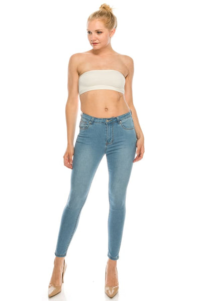 Light Wash Rayon Skinny Jeans