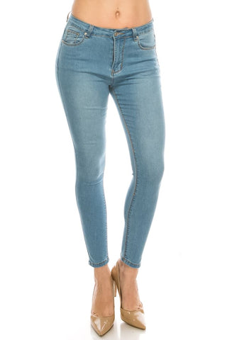 Light Wash Rayon Skinny Jeans
