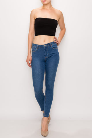 Medium Wash Rayon Skinny Jeans