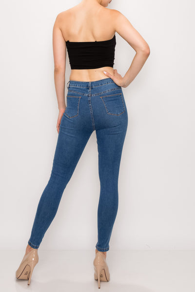 Medium Wash Rayon Skinny Jeans