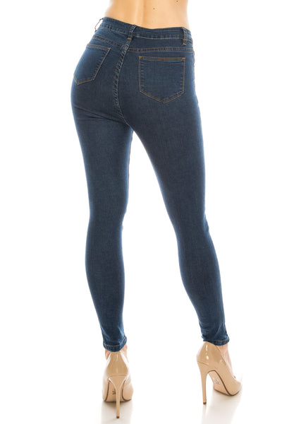 Dark Wash Rayon Rip Skinny Jeans