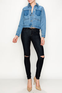 Plain Front Denim Jacket