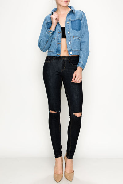 Plain Front Denim Jacket