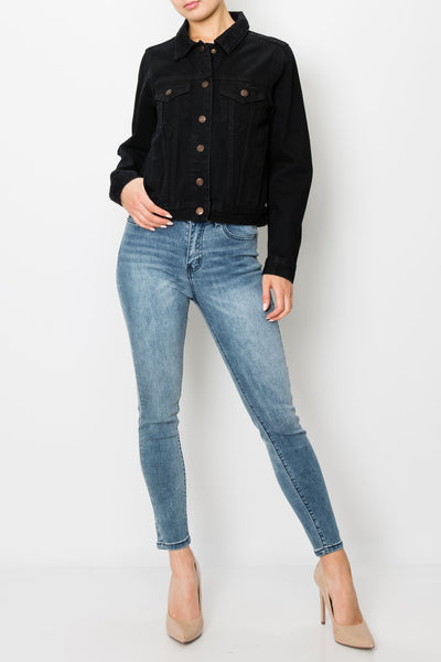 Black Boxy Crop Jacket