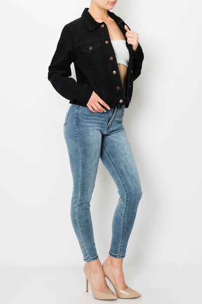 Black Boxy Crop Jacket