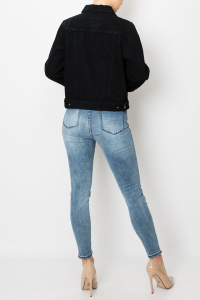 Black Boxy Crop Jacket