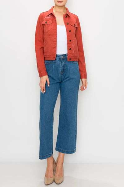 Brick Ripped Boxy Crop Jacket