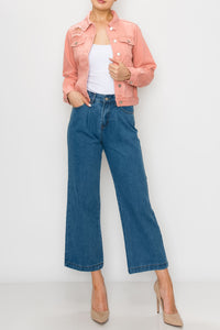 Dust Pink Ripped Boxy Crop Jacket