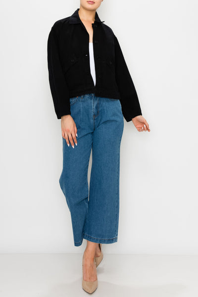 Jet Black Oversized Utility Jacket