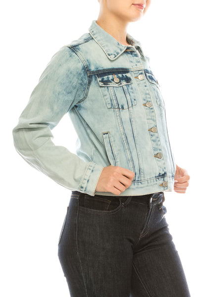 Acid Light Wash Rip Denim Jacket