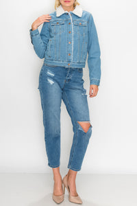 Light Wash Sherpa Denim Jacket