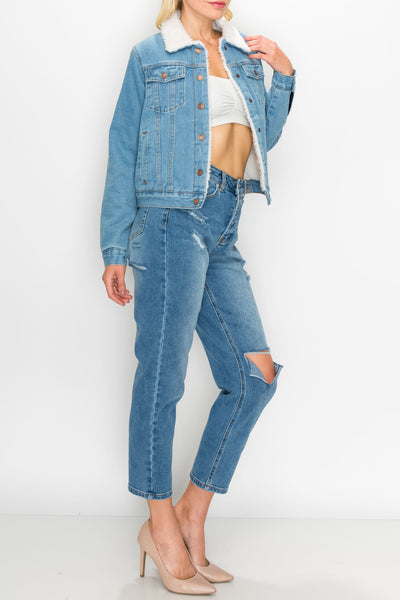 Light Wash Sherpa Denim Jacket
