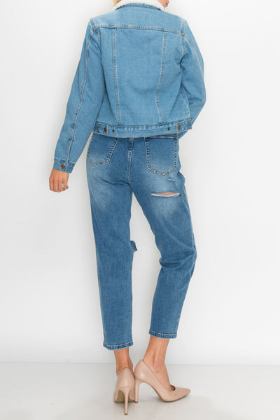 Light Wash Sherpa Denim Jacket