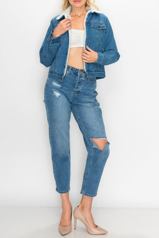 Medium Wash Sherpa Denim Jacket