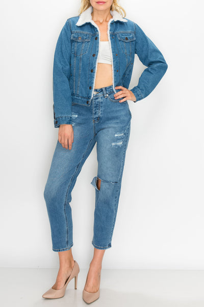 Medium Wash Sherpa Denim Jacket