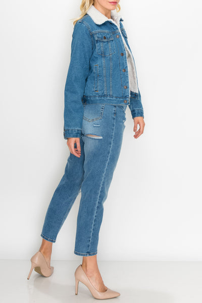 Medium Wash Sherpa Denim Jacket