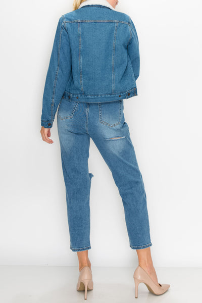 Medium Wash Sherpa Denim Jacket