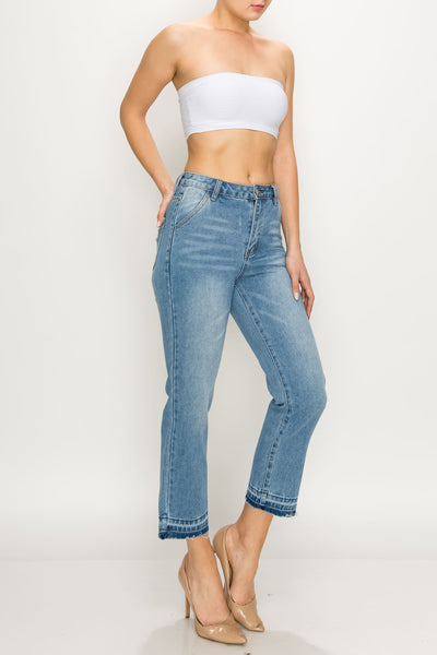 Light Wash Released Hem Straight Jeans