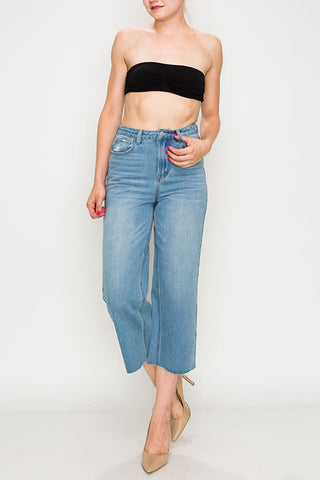 Light Wash Non-stretch Wide Leg Jeans