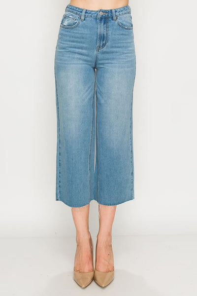 Light Wash Non-stretch Wide Leg Jeans