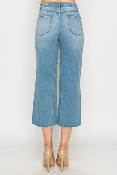Light Wash Non-stretch Wide Leg Jeans