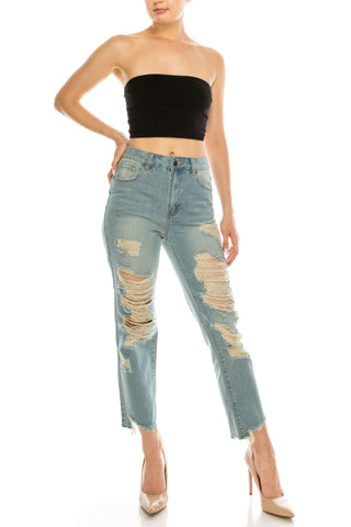 Vintage Destroyed Straight Jeans
