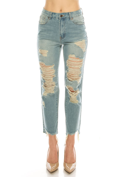Vintage Destroyed Straight Jeans