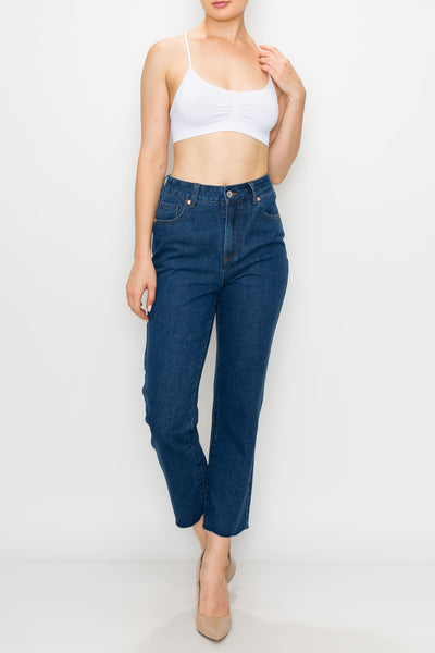 Dark Wash Non-Stretch Straight Jeans