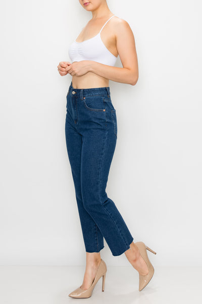 Dark Wash Non-Stretch Straight Jeans