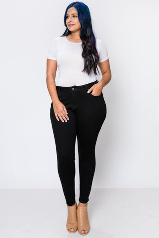 Plus Black Rayon Skinny Jeans