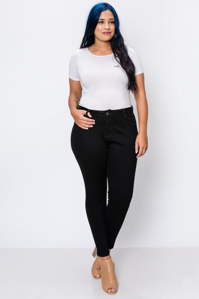 Plus Black Rayon Skinny Jeans