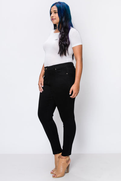 Plus Black Rayon Skinny Jeans