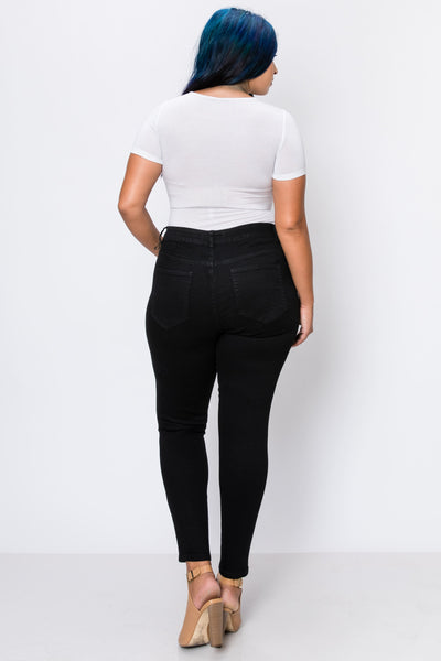 Plus Black Rayon Skinny Jeans