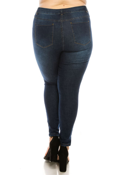 Plus Dark Wash Rayon Skinny Jeans