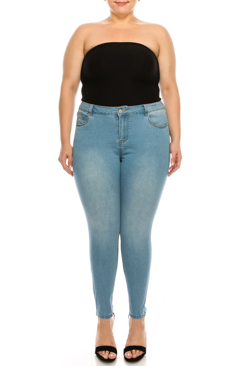 Plus Light Wash Rayon Skinny Jeans