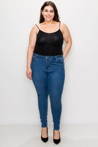 Plus Medium Wash Rayon Skinny Jeans
