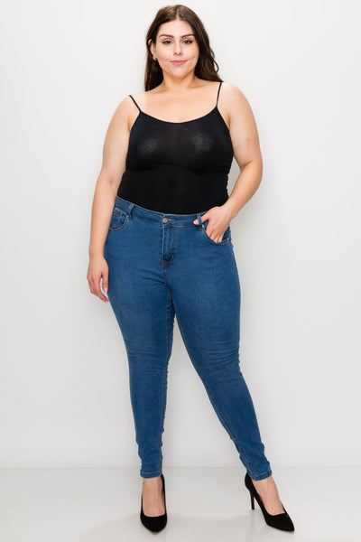 Plus Medium Wash Rayon Skinny Jeans