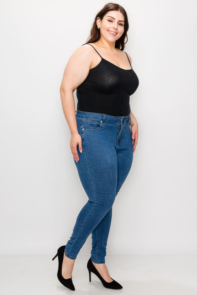 Plus Medium Wash Rayon Skinny Jeans