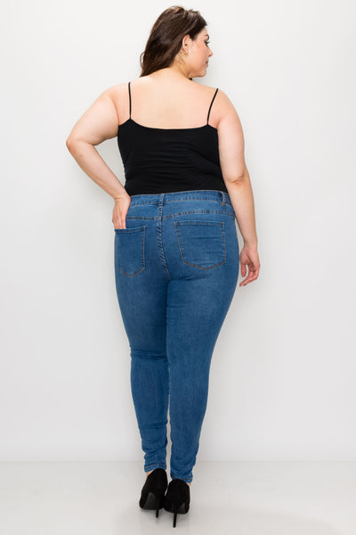 Plus Medium Wash Rayon Skinny Jeans