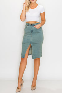 Vintage Wash Split Front Midi Skirts