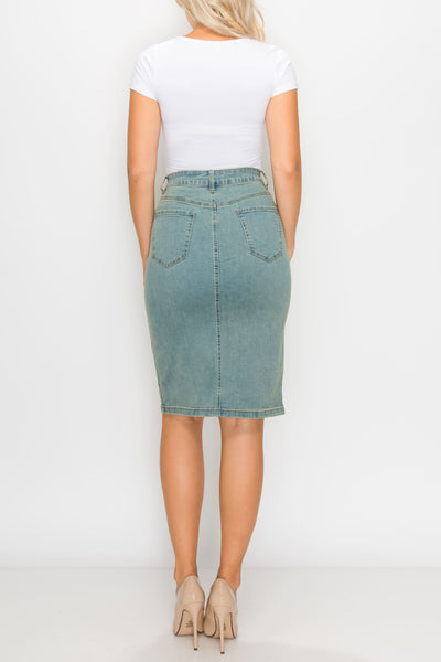 Vintage Wash Split Front Midi Skirts