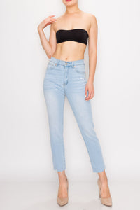 Light Wash Tapered Leg Mom Jeans