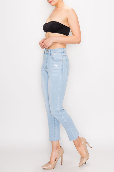 Light Wash Tapered Leg Mom Jeans