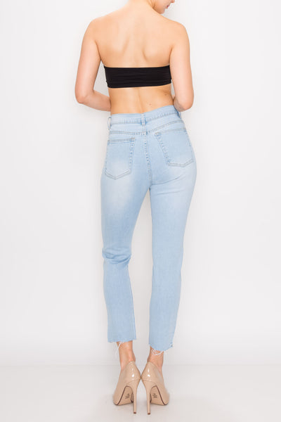Light Wash Tapered Leg Mom Jeans