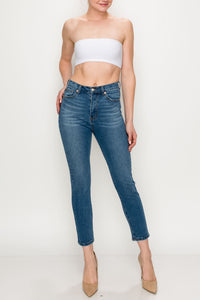 Medium Wash Tapered Leg Straight Jeans