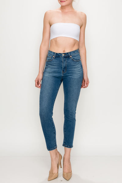 Medium Wash Tapered Leg Straight Jeans