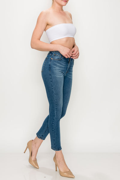 Medium Wash Tapered Leg Straight Jeans