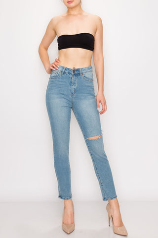 Vintage Above Knee Cut Straight Jeans