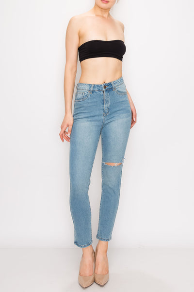 Vintage Above Knee Cut Straight Jeans