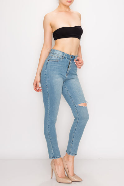 Vintage Above Knee Cut Straight Jeans